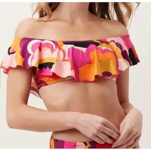 Trina Turk Women’s Swim Top Off the Shoulder Tropical Monaco Size 12 NWT
